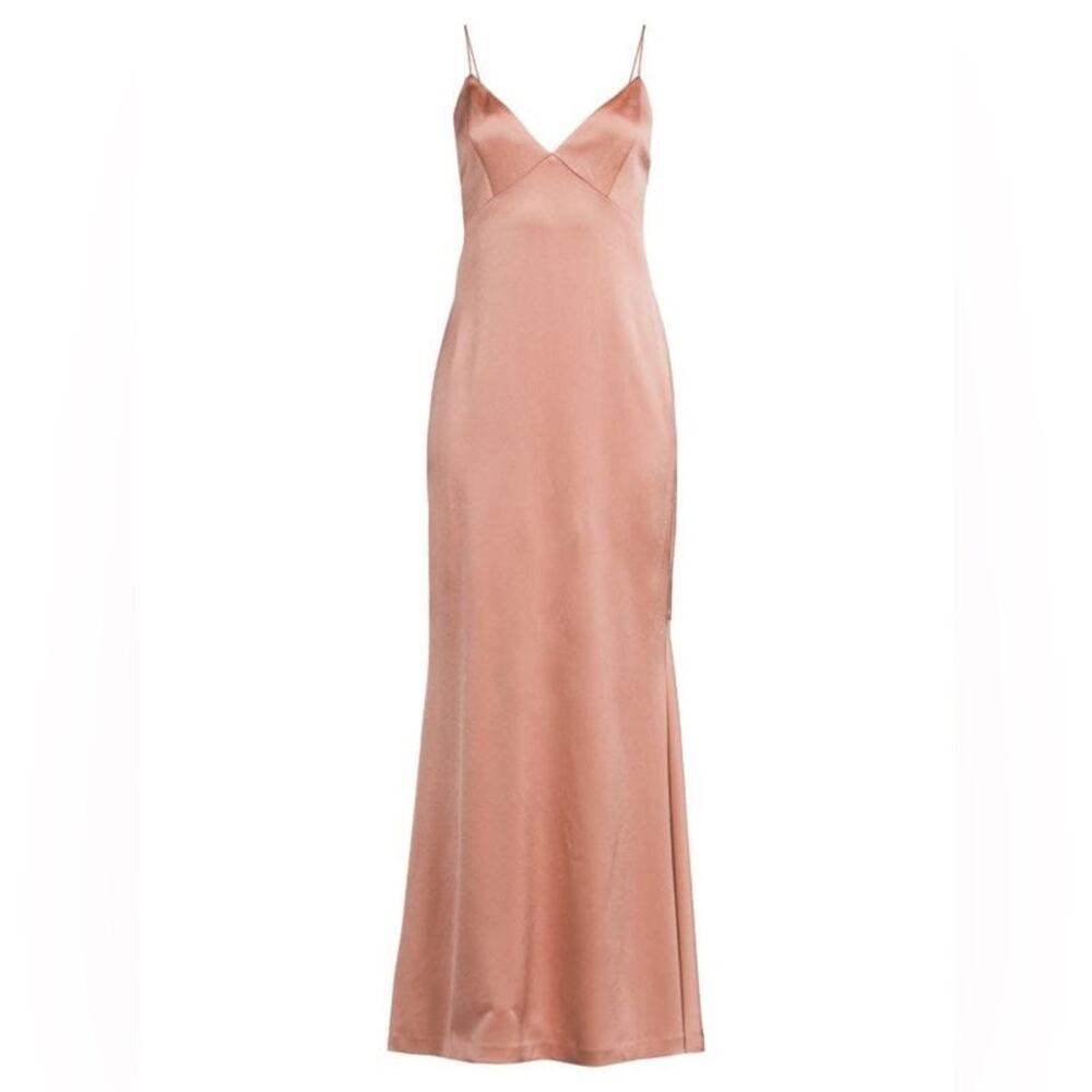 Alice + Olivia Dusty Rose Satin Maxi Slip Dress - Picture 3 of 12